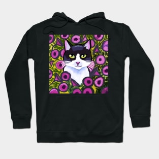 Cat in a flower field Hoodie